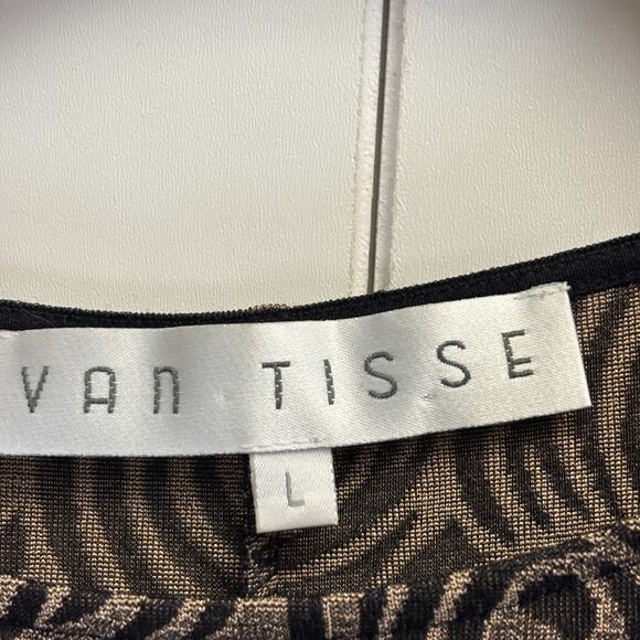 Vintage Van Tisse Womens Swirly Abstract Artsy Midi Dress Size L Stretchy 90s - Picture 3 of 6